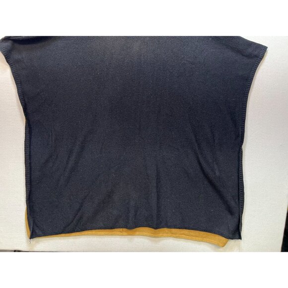 Chico's Women's Turtleneck Poncho Sweater Knit Stretch Size S/M Camel Black - Picture 11 of 11